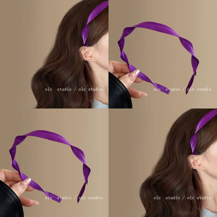 腾兰紫色~紫色螺旋布艺细发箍!设计感新款头箍高级感旅行发饰女