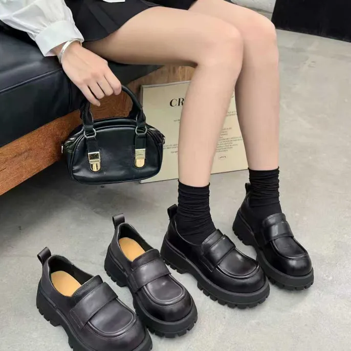 5863卡码拍小薄款秋季单鞋学院风浅口英伦复古乐福鞋皮鞋