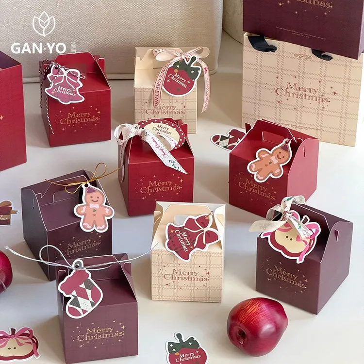 港与【2025圣诞】原创圣诞苹果盒节日包装盒花艺礼盒diy材料