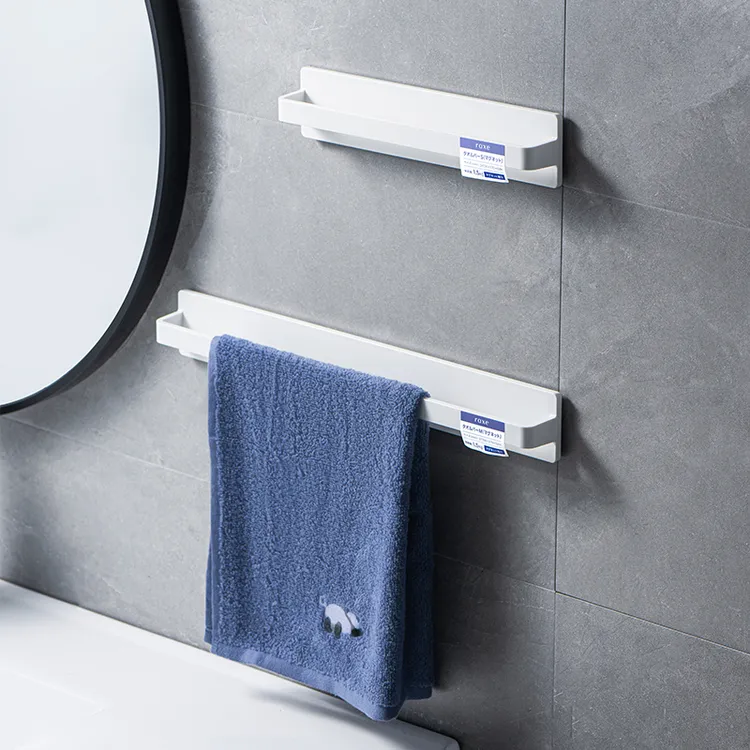 日本asvel免打孔磁吸毛巾杆 无痕上墙浴室横杆抹布洗碗布挂架毛巾