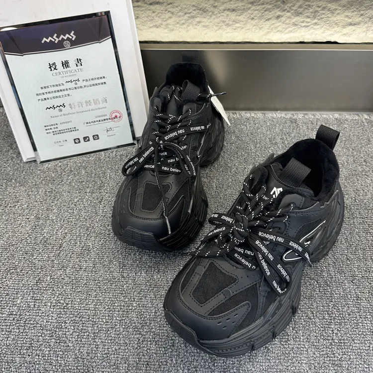 玛莎玛索106-132加绒系带时尚休闲老爹鞋中跟纯色