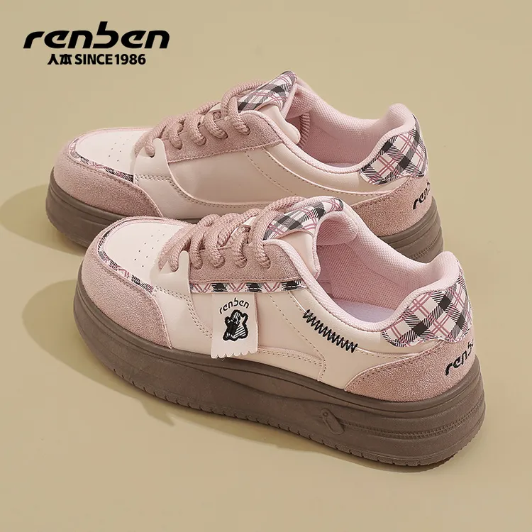 人本官方旗舰店女款2025秋季ins风透气小白鞋时尚潮百搭运动鞋韩