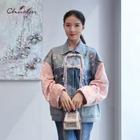 【蜜思仝专属】朝峰秋冬新款牛仔刺绣提花外套CFE3G092-0105N休闲
