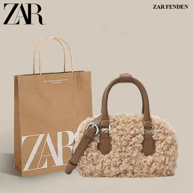 ZAR FENDEN波士顿包斜挎包女小众秋冬可爱毛绒包包冬季毛茸茸包包