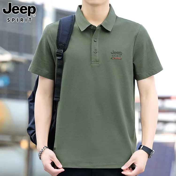 JEEPSPIRIT2025新款刺绣POLO衫品牌男装大码上衣宽松时尚中年短袖
