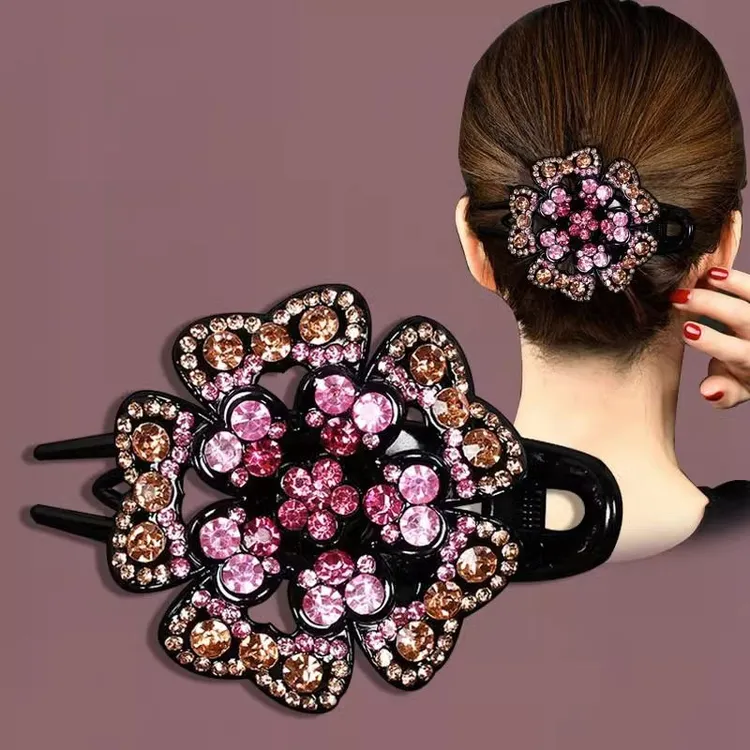 非金属发饰 韩国妈妈发夹后脑勺高档鸭嘴夹气质水钻抓夹中号发夹