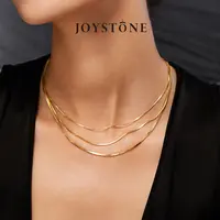 Joystone 链子925银 【秦岚同款】意大利方形蛇骨链叠戴百搭锁骨链