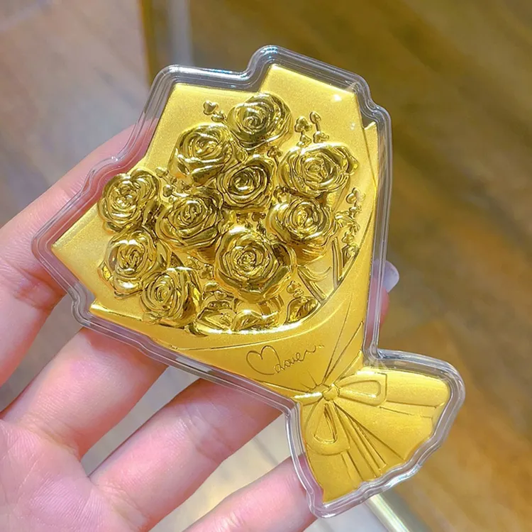 手捧花手机贴含金工艺品浪漫玫瑰花束0.3g轻奢创意情人节礼物