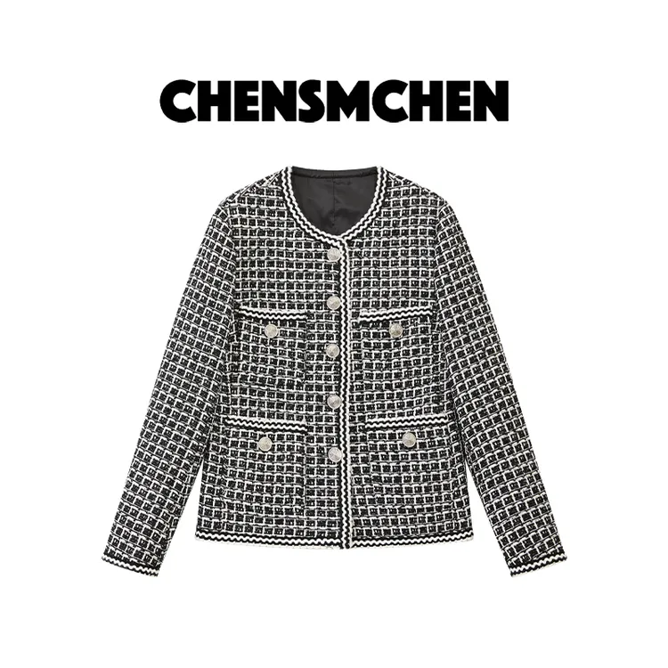 CHENSMCHEN 经典圆领长袖小香外套女复古优雅气质上衣CSW5639TT
