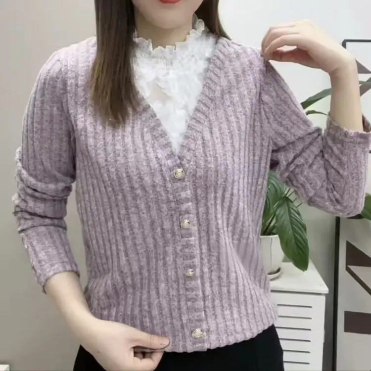 春秋新款欧货爆款T恤【蕾丝拼接】高领时尚休闲洋气百搭长袖女