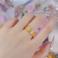 【苏妮法】足金999六字箴言戒指时尚轻奢镶嵌古法磨砂气质经典情侣