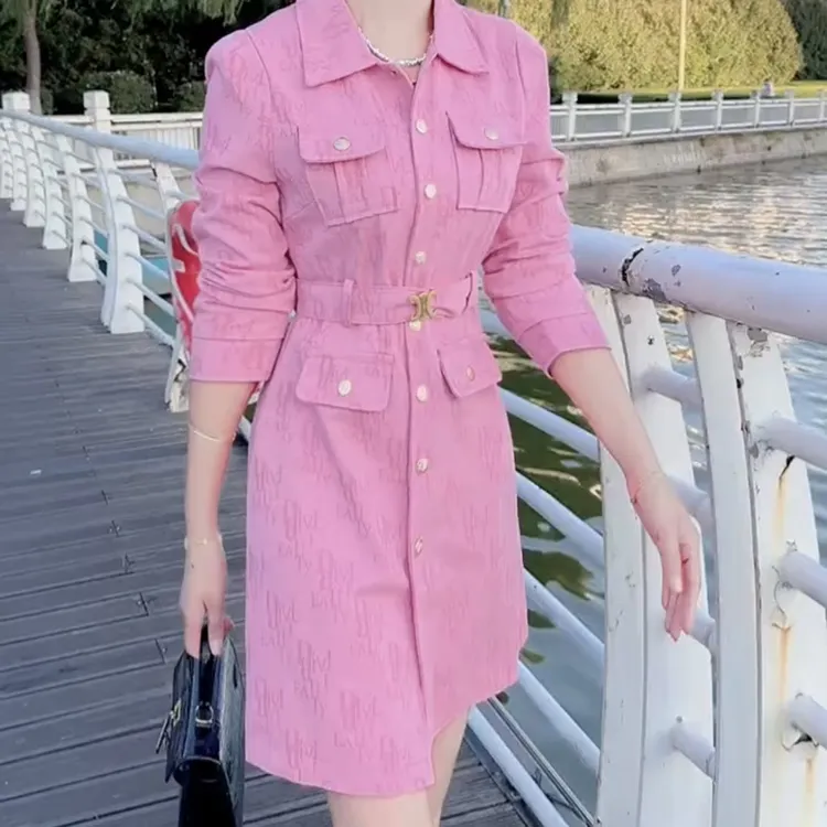 早秋高端气质女神范长袖小香风连衣裙显高级感