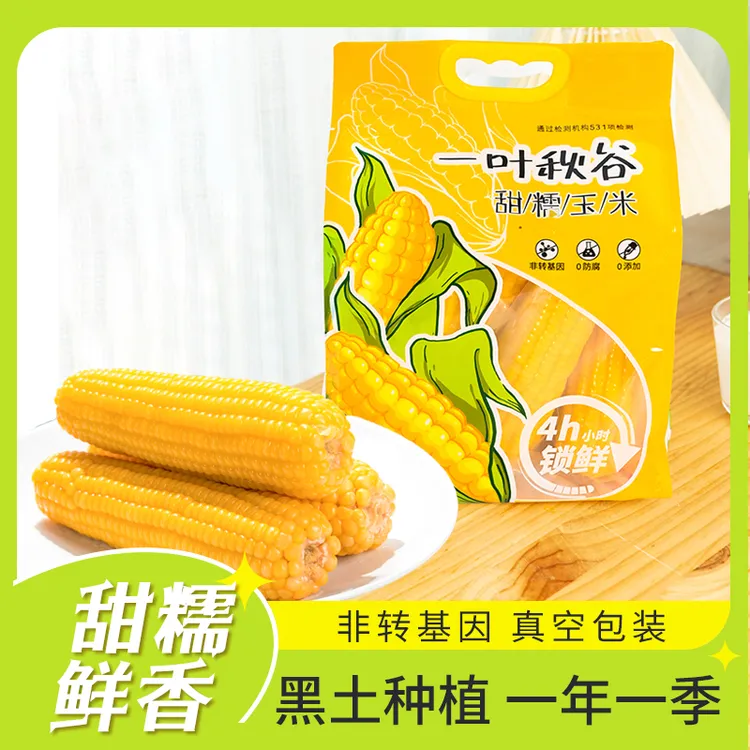 一叶秋谷黄糯玉米香甜非转基因真空包装粗粮鲜食1.6kg/袋（6-7根）