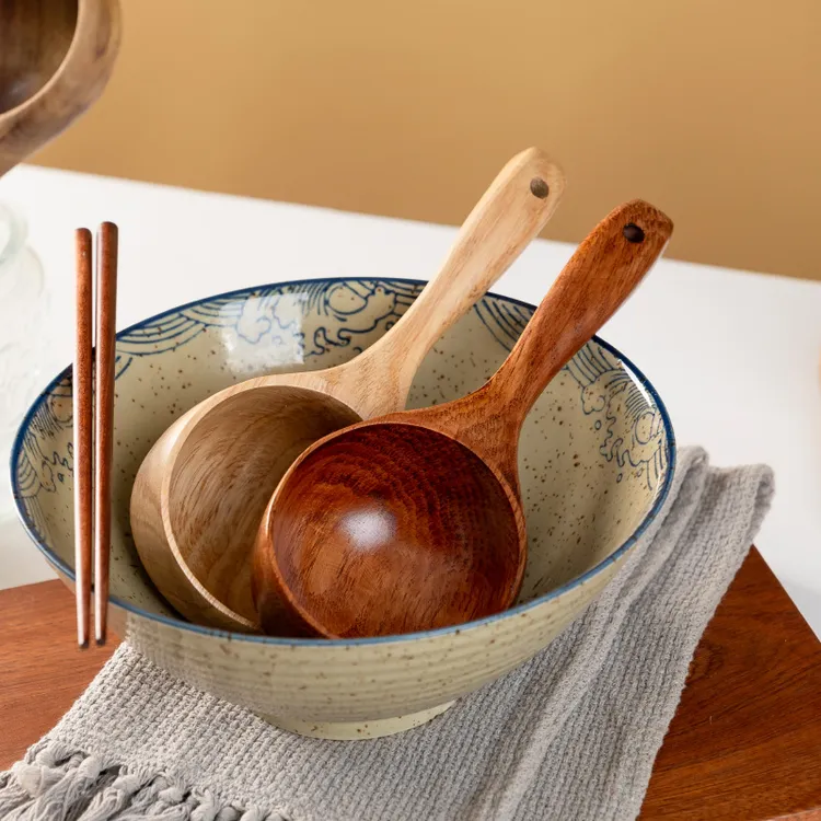 家用螺蛳粉勺吃面网红吃播干饭人水瓢日式创意木质大号汤勺木勺