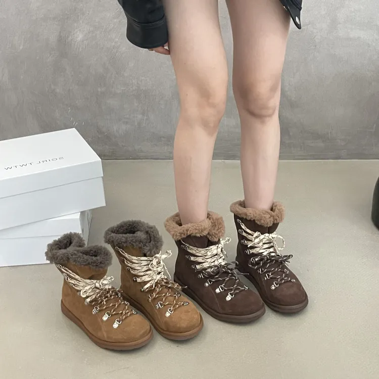 SGIRL TWTW厚底雪地靴新款冬季加绒短靴百搭毛毛保暖高帮鞋R379-1