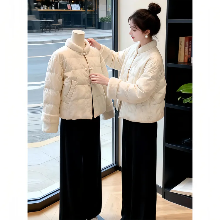 SHALLDOER【月光曼莎】中式轻奢风棉服女冬季复古国风清冷禅意外套