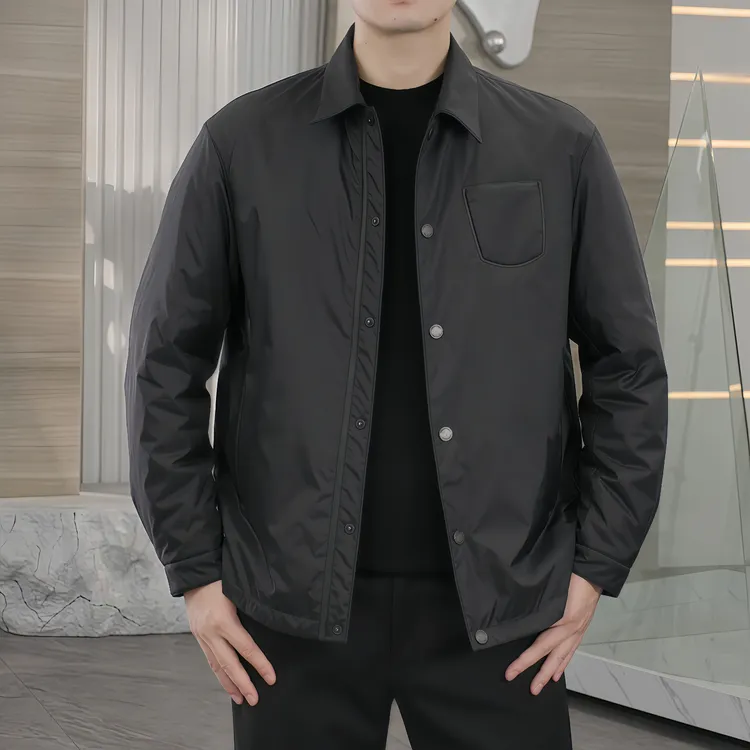 【桑蚕丝填充】桑蚕丝填充绵羊皮拼接哑光轻质尼龙棉服夹克外套