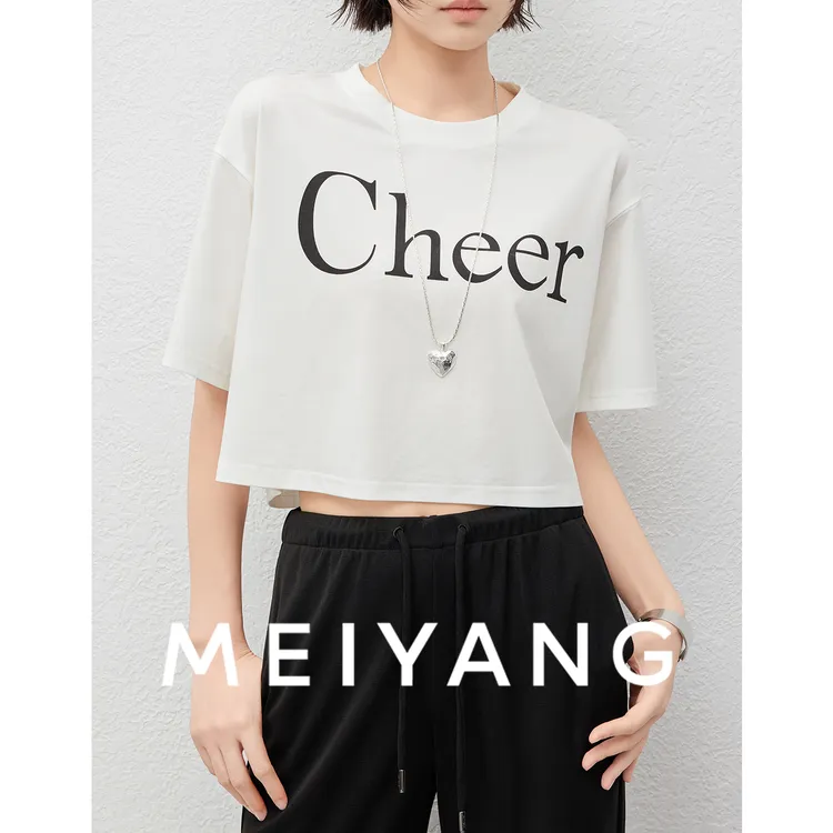 美洋MEIYANG 大CT恤【商场同款】醋酸_宽松圆领撞色短袖T显瘦