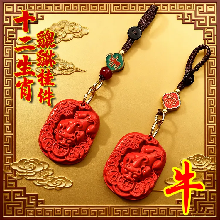 【先生推荐】巳蛇年十二生肖红色貔貅钥匙扣挂件男女寓意財钥匙链饰