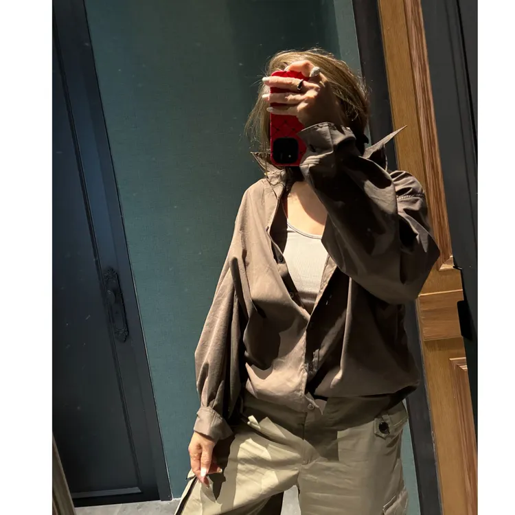 COCOLINDA | B款老钱棉质咖色衬衫K3436