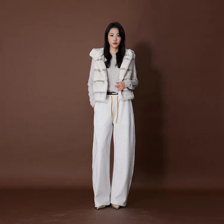 ATUMU弯刀裤系列 秋冬上新丨松紧腰撞色拼接遮肉休闲裤AT458