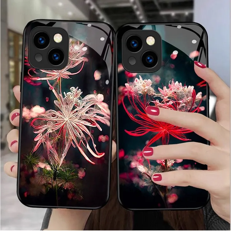 彼岸花适用苹果15手机壳16玻璃壳iPhone14promax防摔手机外壳13/1