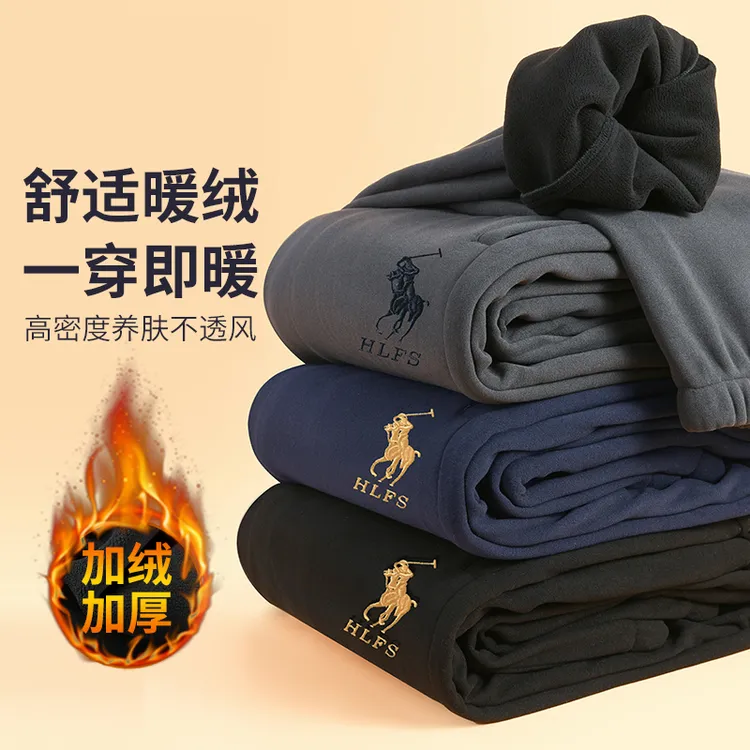 秋冬新款加绒加厚高弹男女同款运动休闲卫裤男士宽松高档保暖长裤