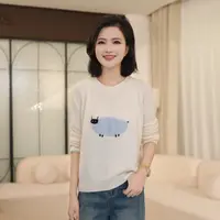 枫竺阿楠anan气质毛巾绣小羊套头全羊毛毛衣出游服饰女秋季卫衣