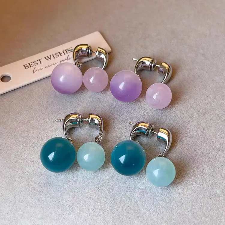 气质前后式大小圆球ins耳环2026新款爆款高级感耳钉小众饰品耳饰