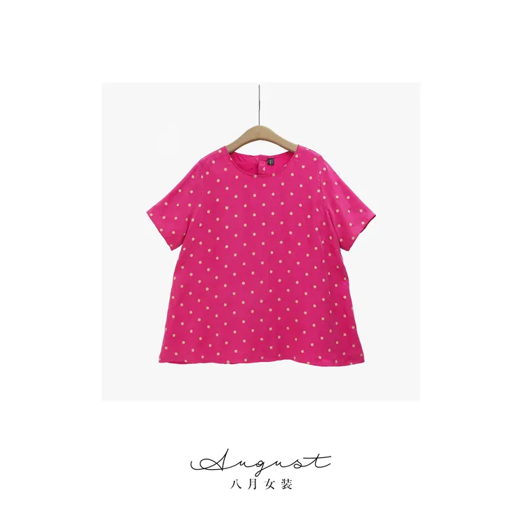 【BAYUE】3653宽松型透气短袖圆领短款印花T恤圆点夏季宽松女装时尚