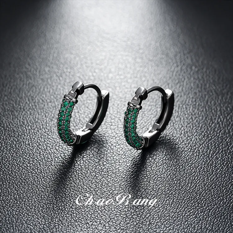 铜合金耳饰 2025新款绿锆石耳环男时尚高级感复古耳扣个性百搭潮