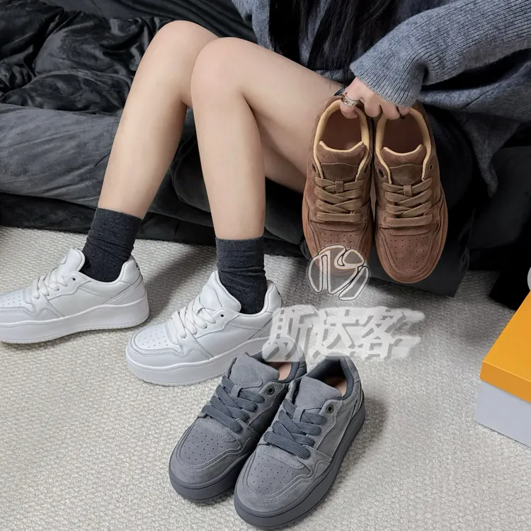 【斯达客】面包鞋百搭爆款新款女2025冬季厚底增高5cm小个子小白鞋
