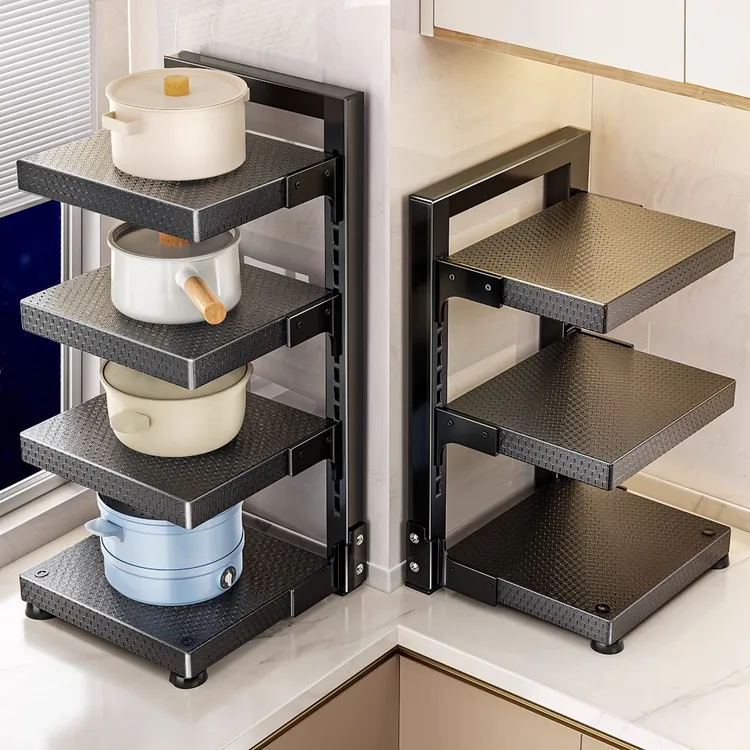 厨房置物架锅具收纳多层置物架橱柜内分层水槽下台面多功能锅架子