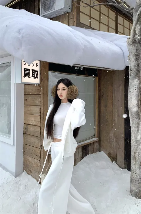 美式复古纯色简约慵懒宽松加绒卫衣套装+外穿内搭打底衫