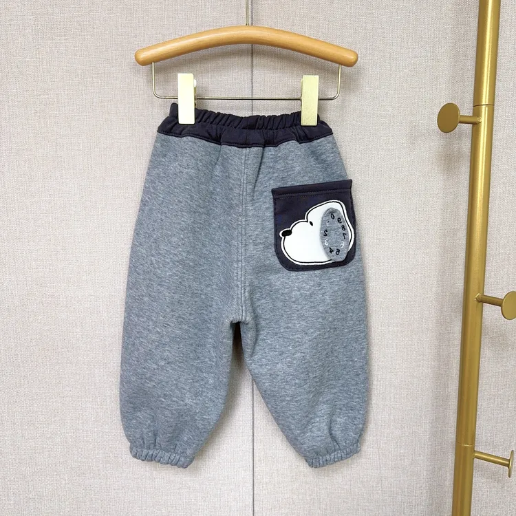 儿童加绒休闲裤秋冬女童一体绒运动裤宝宝冬季加厚裤卫裤男童保暖