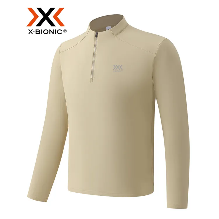 XBIONIC抓绒长袖t恤男士卫衣秋冬立领加绒保暖户外登山徒步上衣