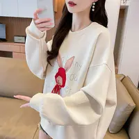 外套女春秋新款长袖圆领薄款卡通动漫设计卫衣女韩版百搭宽松上衣