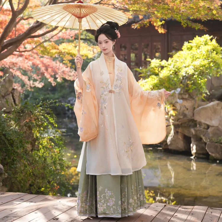 静还决 繁华绮梦 原创明制汉服套装比甲长衫马面裙套装春秋季