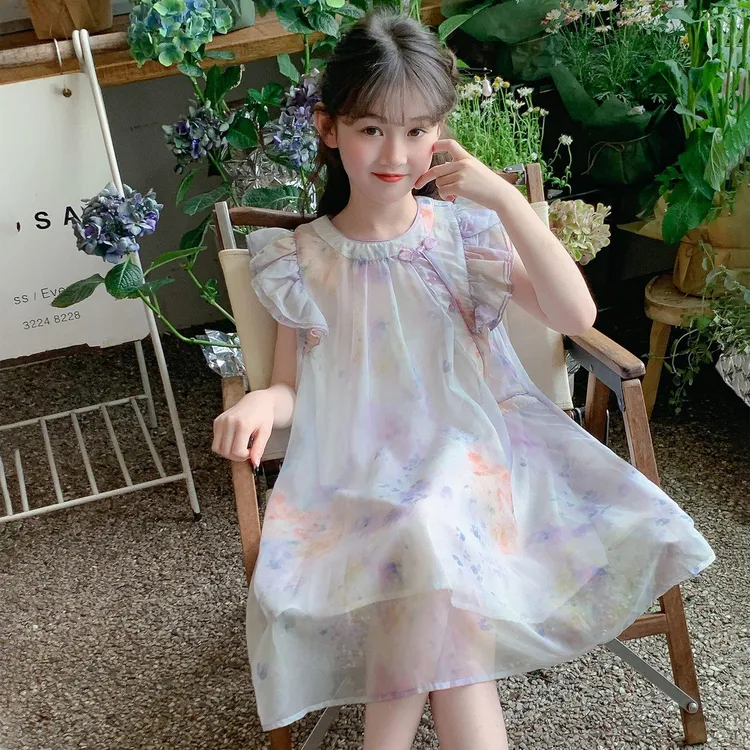 范哲萨女童连衣裙夏季2025新款儿童旗袍夏装国风中式公主裙女孩夏