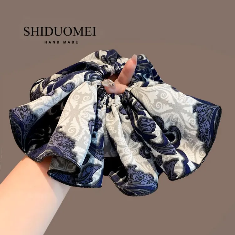 高级感图腾印花大肠发圈2025新款精致扎马尾头绳发绳洋气头花发饰