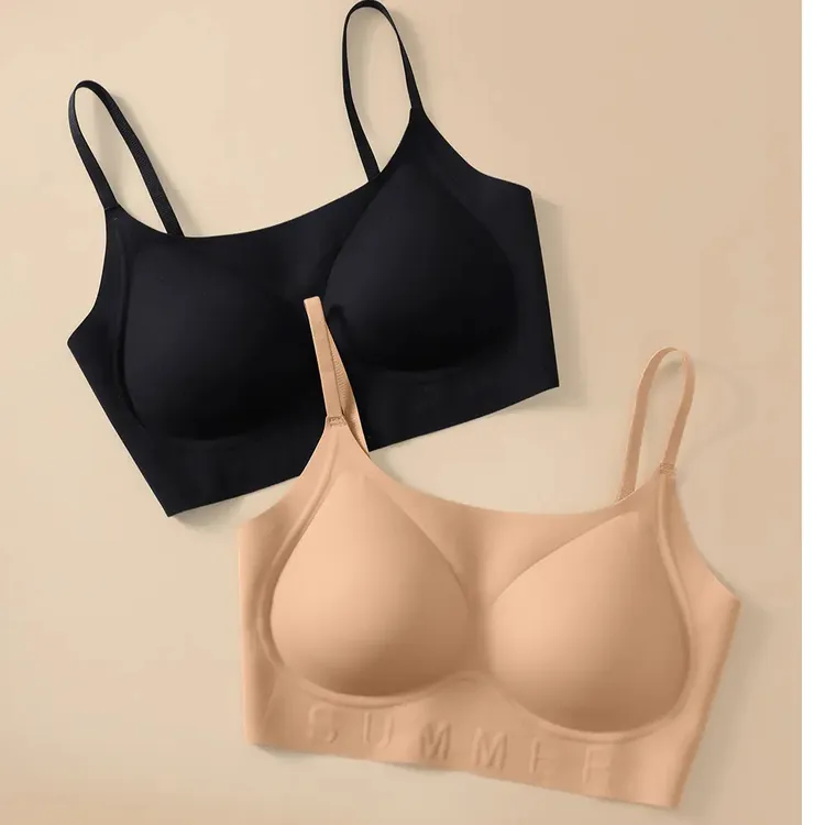 2025薄款粉底液无痕隐形细肩带内衣一片式空气垫透气舒适美背内衣