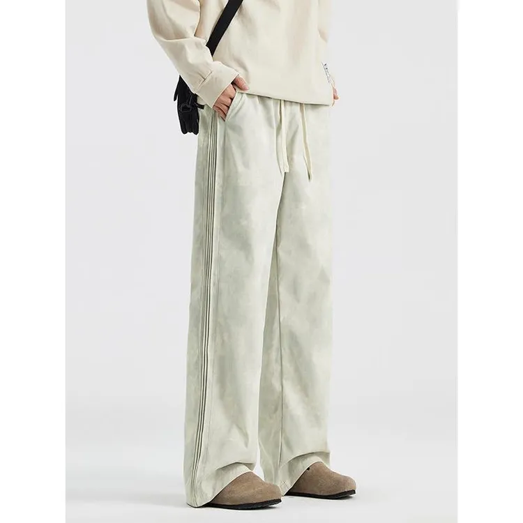 立体剪裁系绳休闲裤男生宽松直筒舒适运动卫裤抗皱免烫秋冬季男装