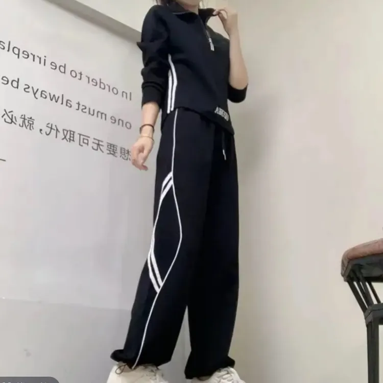01秋季潮流百搭时尚长袖卫衣搭配卫裤套装