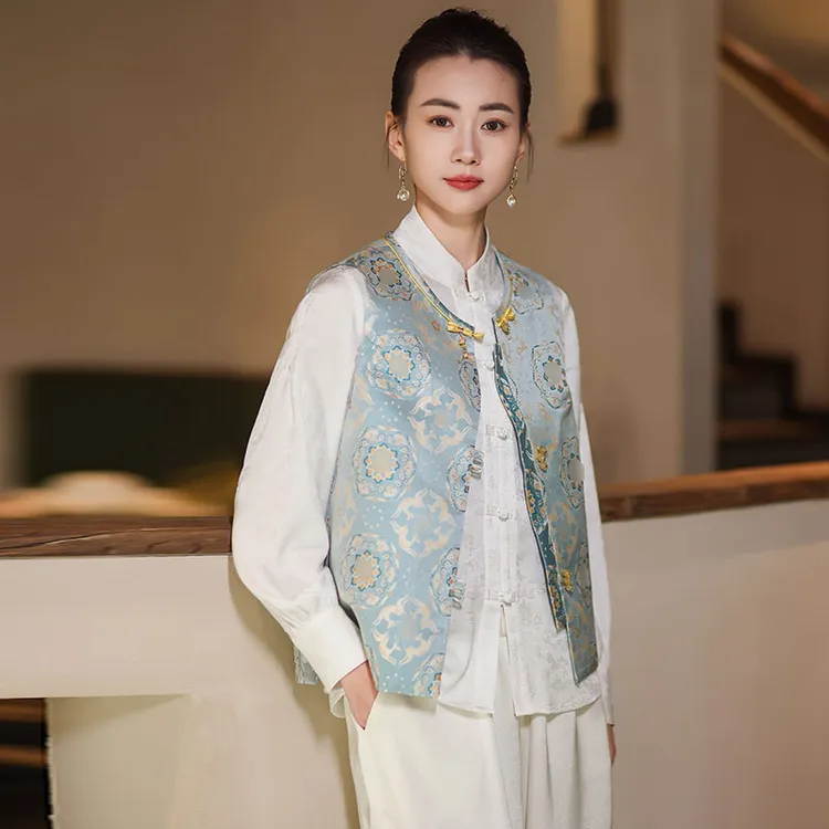 小鹿马甲贵气轻奢宋锦马夹宽松百搭2025春秋新款新中式国风女装