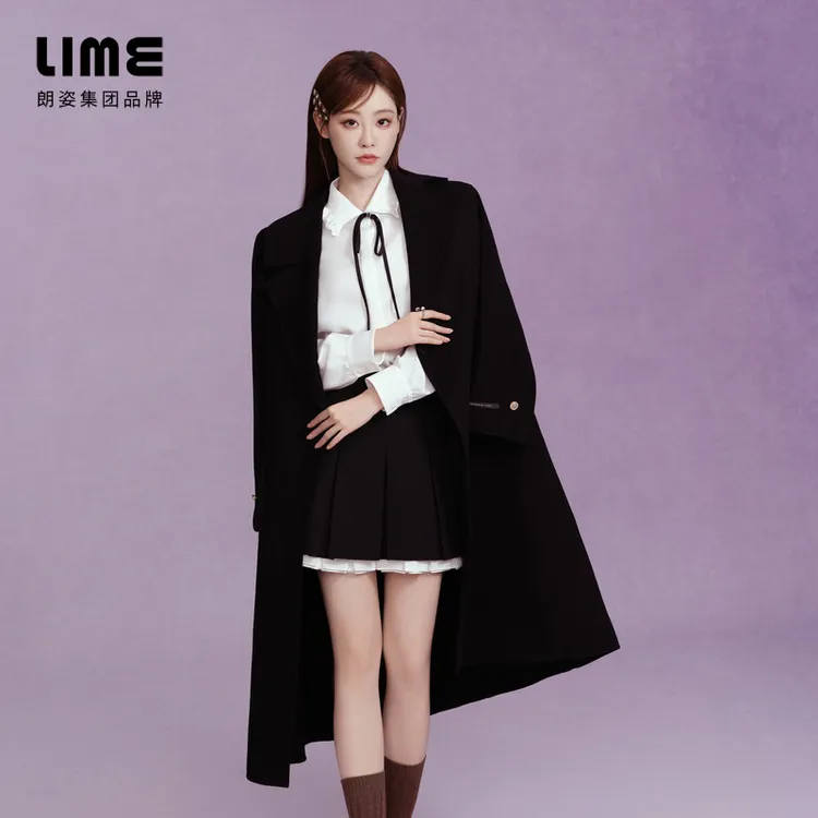 LIME/莱茵祝绪丹同款冬季温柔优雅双面呢长大衣四色LDGD8BHLC801