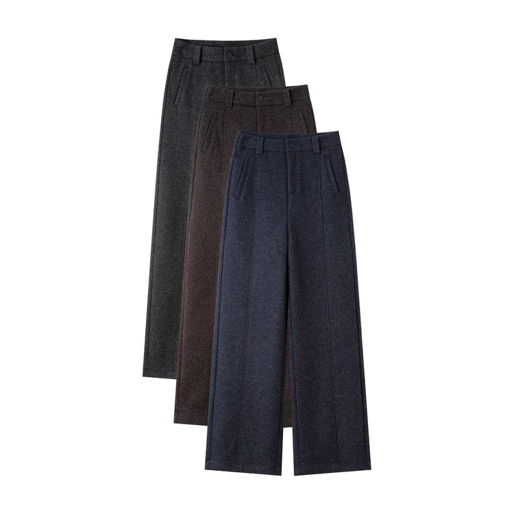 加绒加厚冬季雪花羊毛A字版直筒裤新款显瘦高腰修身百搭休闲女