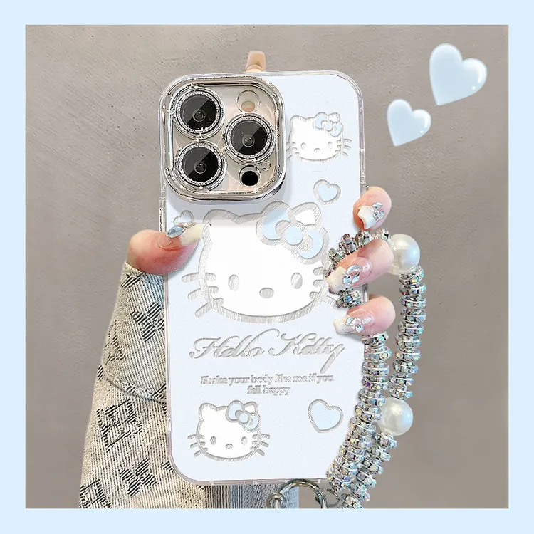 蓝粉线条KT适用苹果15vivo华为oppo小米iPhone16精孔羽纱纹手机壳