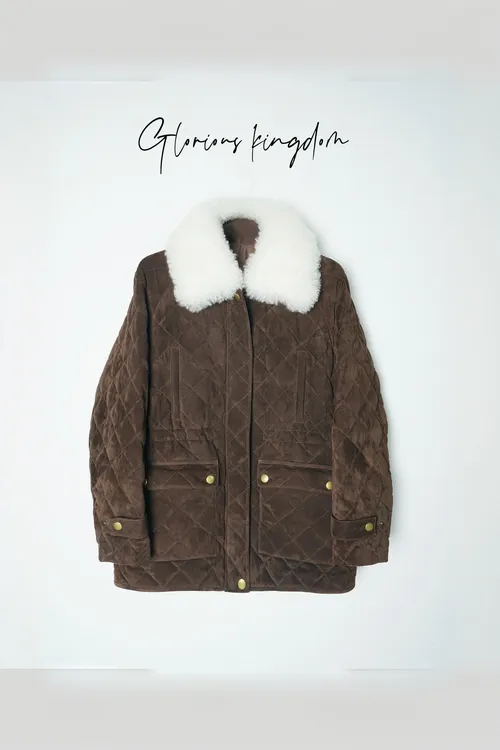 2025新款反绒羊皮外套女山羊绒大毛领90白鹅绒加绒百搭加厚50570