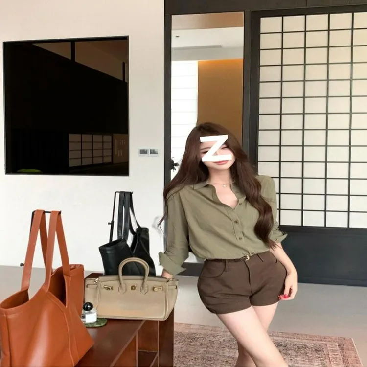 成人慵懒感复古小众老钱风亚麻长袖衬衫女辣妹设计感翻领显瘦防晒