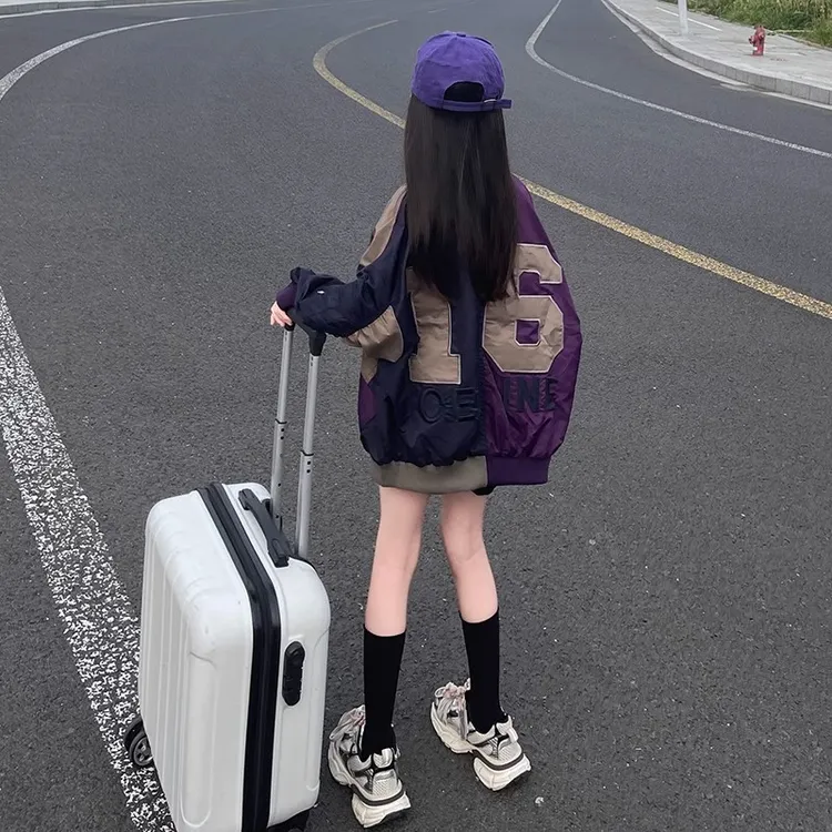 女童外套春秋2025新款洋气中大童韩版撞色棒球服秋装儿童上衣潮款